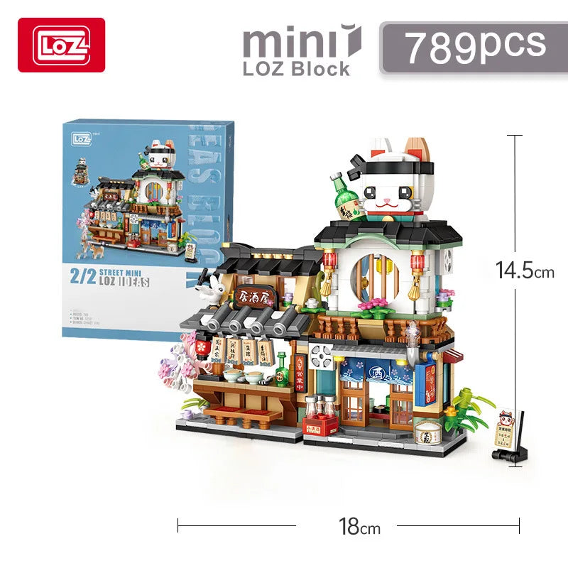 loz Street scene series building blocks, animal commercial street, creative and cute street scene building block model ornaments