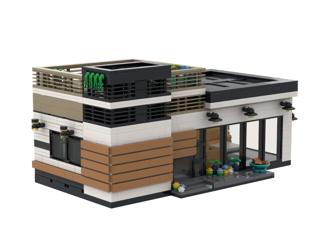 PLEJ61005 City Architecture Villa Cottage Model Building Blocks Compatible Modern Houses Modular Home Village Construction Toys