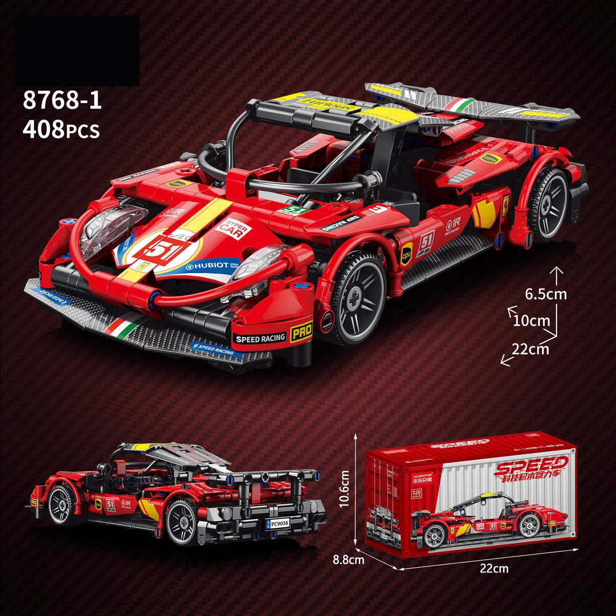 Lele Brothers Technology Power Racing Car Assembly Model Boy Assembly Building Blocks Toy Gift
