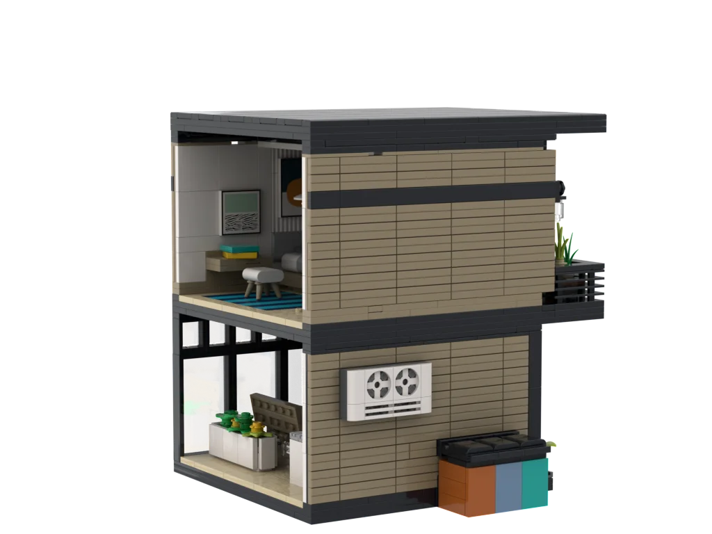 PLEJ61005 City Architecture Villa Cottage Model Building Blocks Compatible Modern Houses Modular Home Village Construction Toys