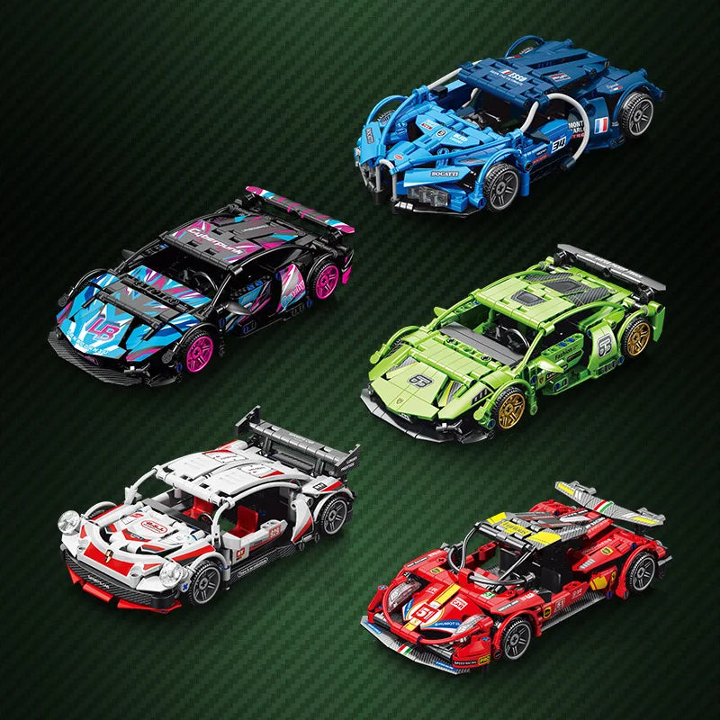 Lele Brothers Technology Power Racing Car Assembly Model Boy Assembly Building Blocks Toy Gift