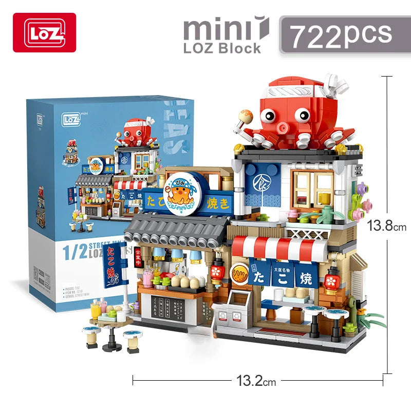 loz Street scene series building blocks, animal commercial street, creative and cute street scene building block model ornaments