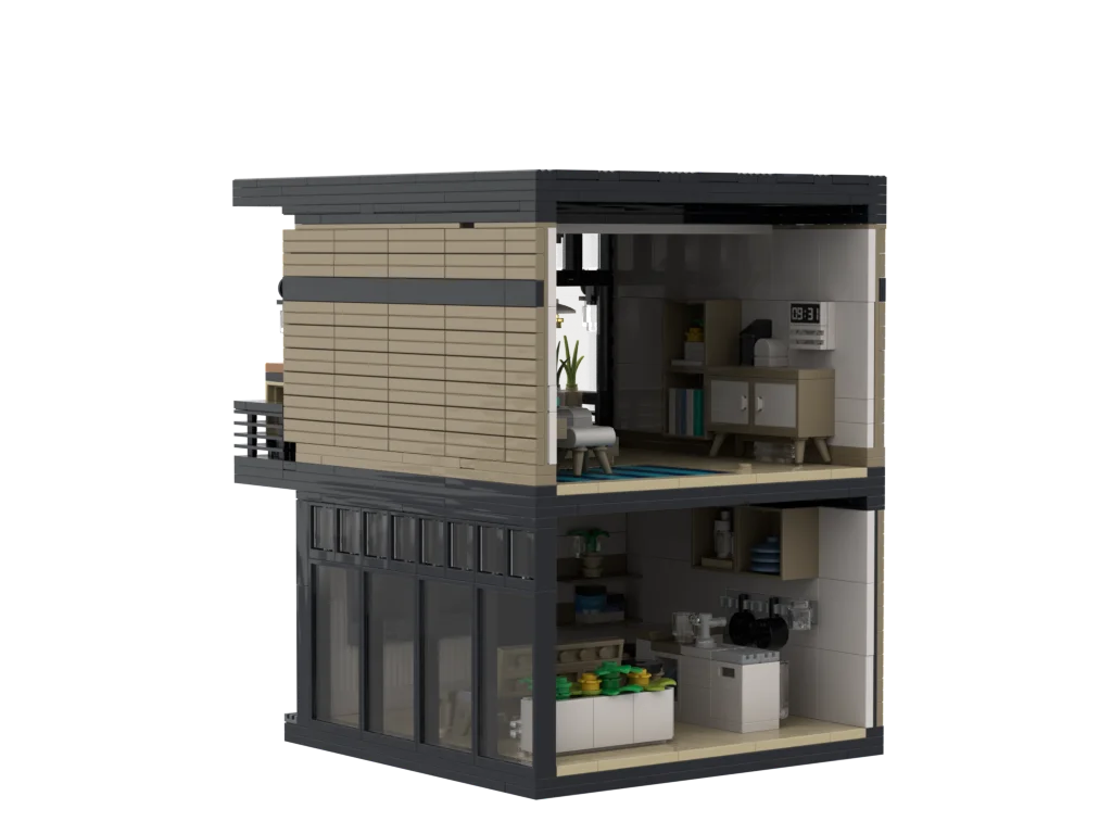 PLEJ61005 City Architecture Villa Cottage Model Building Blocks Compatible Modern Houses Modular Home Village Construction Toys
