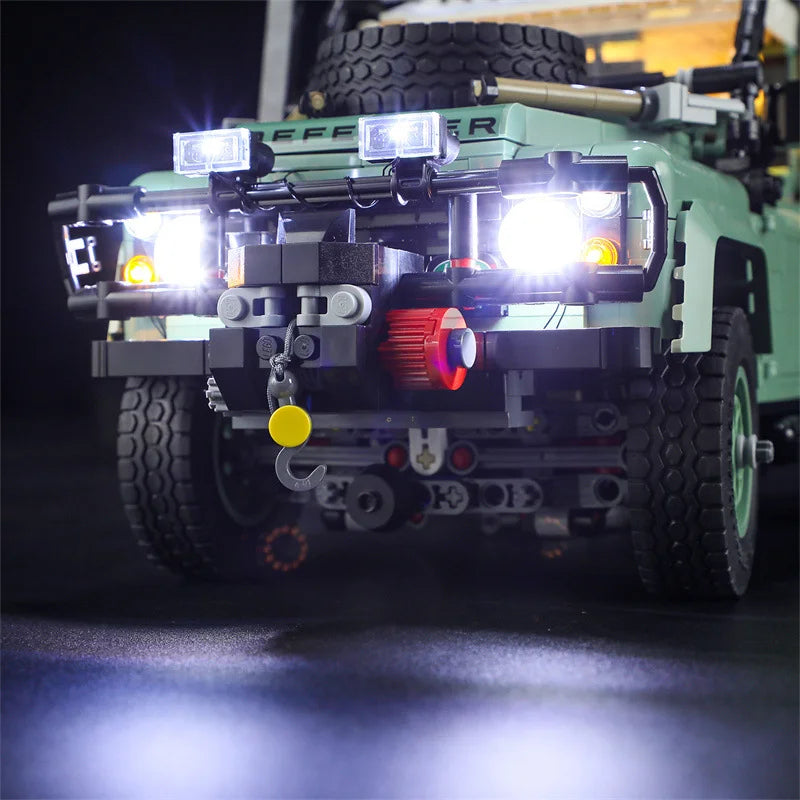 (Only LED Light No Bricks)  Lands Rovers Classic Defenders 90 10317 Car Illumination (Not Include Model Sets)