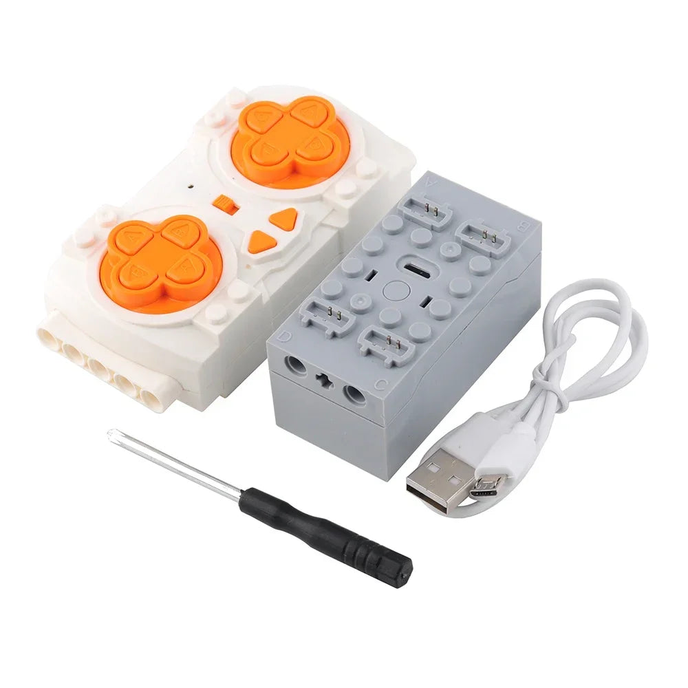 L/Servo Motor + 4-way Speed Control Remote Control With Battery Case Set Power Group Set MOC Building Blocks DIY Parts PF Bricks
