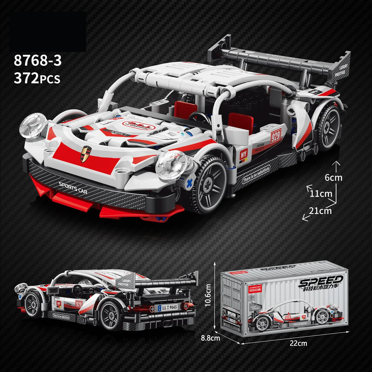 Lele Brothers Technology Power Racing Car Assembly Model Boy Assembly Building Blocks Toy Gift