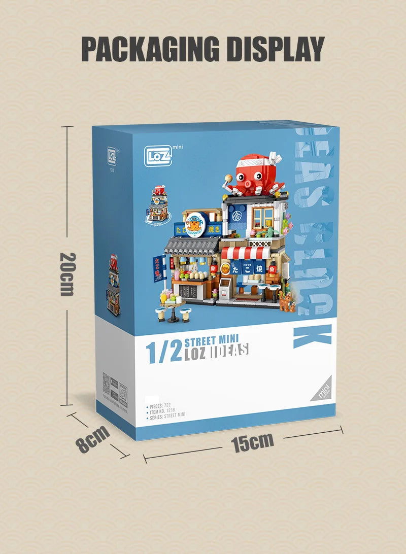 loz Street scene series building blocks, animal commercial street, creative and cute street scene building block model ornaments