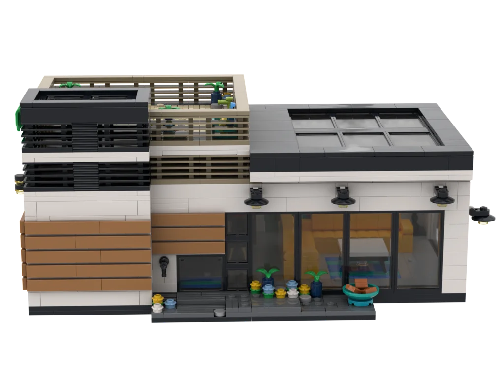 PLEJ61005 City Architecture Villa Cottage Model Building Blocks Compatible Modern Houses Modular Home Village Construction Toys