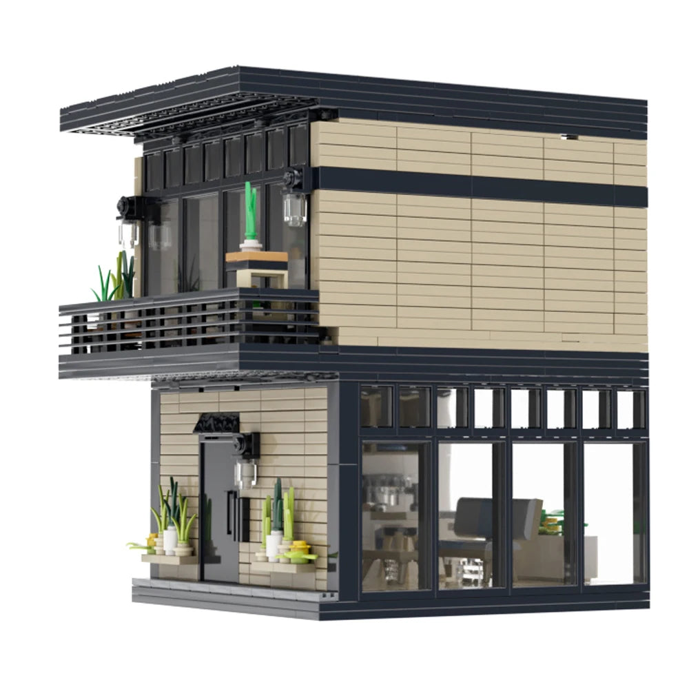 PLEJ61005 City Architecture Villa Cottage Model Building Blocks Compatible Modern Houses Modular Home Village Construction Toys